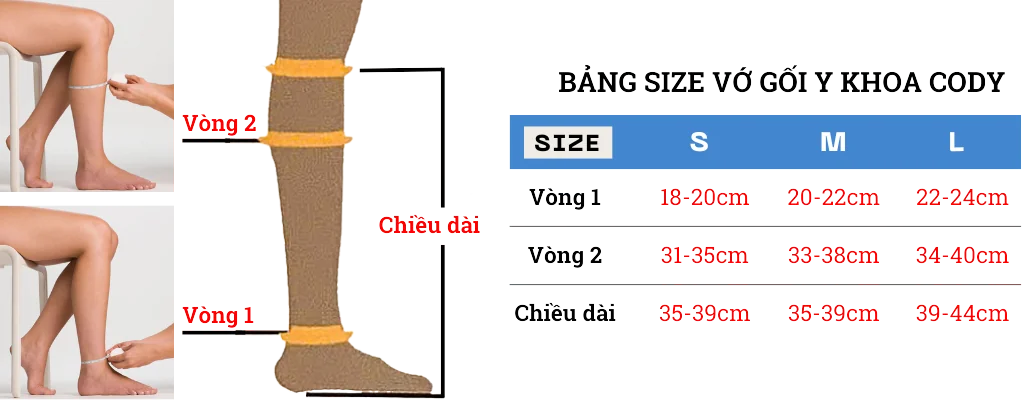 Hướng dẫn sử dụng vớ y khoa giãn tĩnh mạch Cody (Vớ gối)