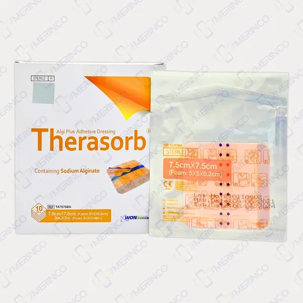 Băng gạc xốp Therasorb Algi Plus Adhesive không dính vào vết thương 7.5cmx7.5cm